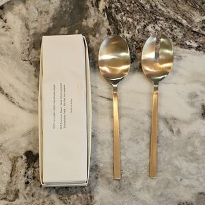 Elegant Gold Plated Stainless Steel Salad Serving Set Made In India. New In Box.